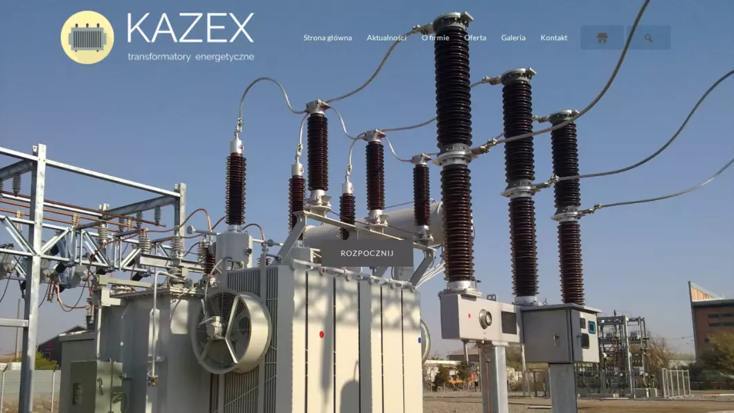 Zrzut ekranu strony Transformatory energetyczne Kazex