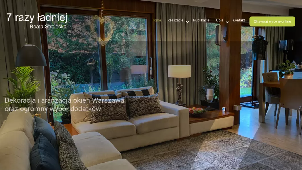 Zrzut ekranu strony Nowoczesne dekoracje okien - zasłony, rolety, firanki - 7 razy ładniej