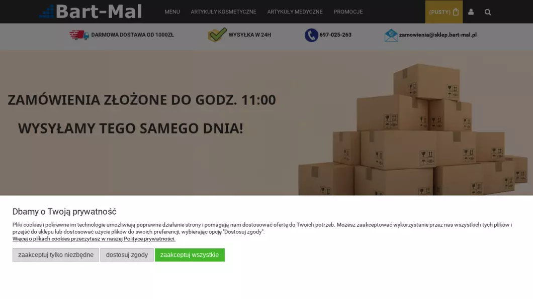 Zrzut ekranu strony Artykuły medyczne, higieniczne | Sklep internetowy Bart-Mal