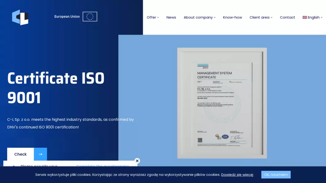Zrzut ekranu strony Materials for composite production - C-L
