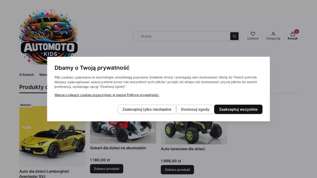 Zrzut ekranu strony Automotokids