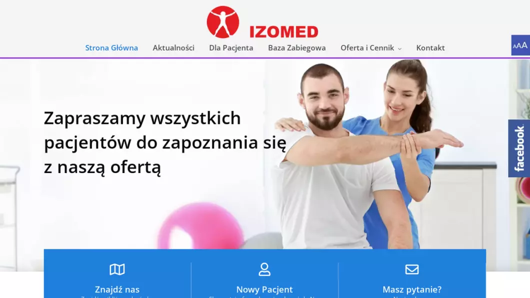 Zrzut ekranu strony IZOMED s.c. - Fizjoterapia Poznań