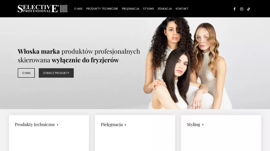 Zrzut ekranu strony Giolli - Profesjonalne kosmetyki do włosów