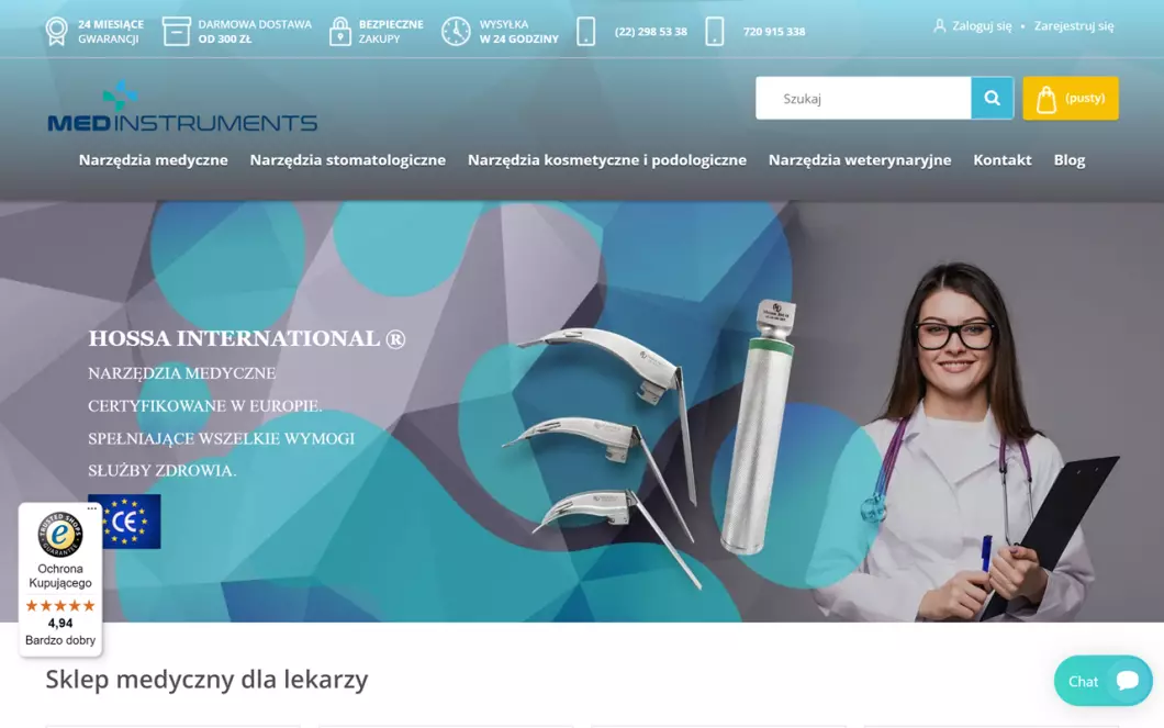 Zrzut ekranu strony Medinstruments