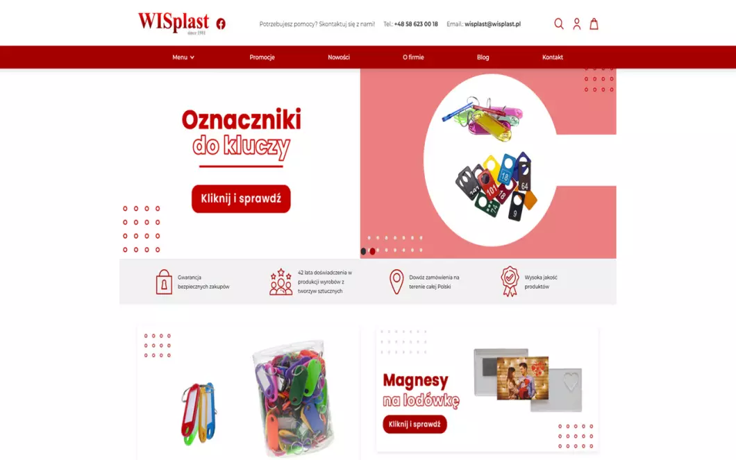 Zrzut ekranu strony Breloki na zamówienie - WISplast
