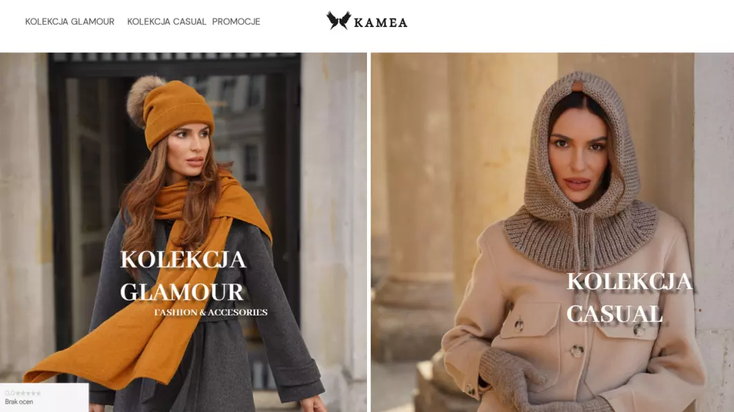 Zrzut ekranu strony Kamea - polski producent nakryć głowy i szalików