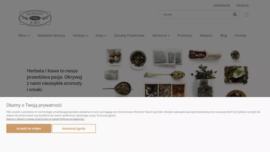 Zrzut ekranu strony Sklep internetowy z kawą i herbatą - DMG