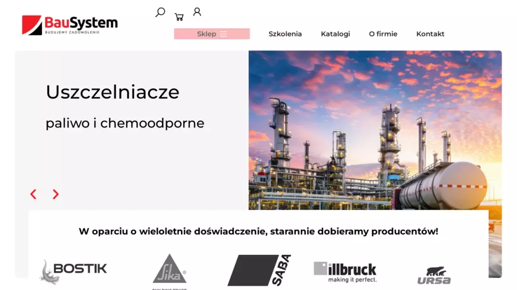 Zrzut ekranu strony Sklep z chemią budowlaną - Bau System